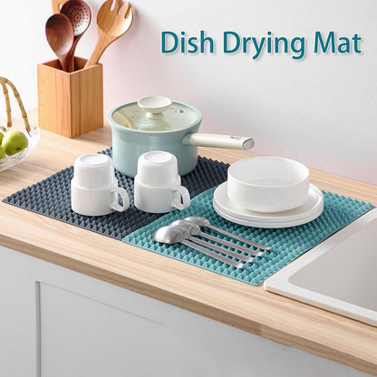 Silicone Dish and Cup Drying Mat - Extra Large Trivet for Hot Dishes, Large Size Hot Pots and Pads Coming Directly Out from the Stove or Oven,Drain Board,16" x 11.5", Pink