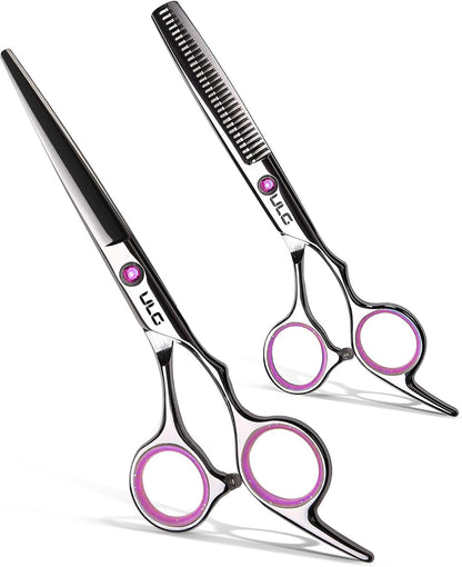 Hair Cutting Scissors Thinning Shears Kit Professional Hairdressing Texturizing Salon Razor Edge Scissor Japanese Stainless Steel 6.5 inch Pink
