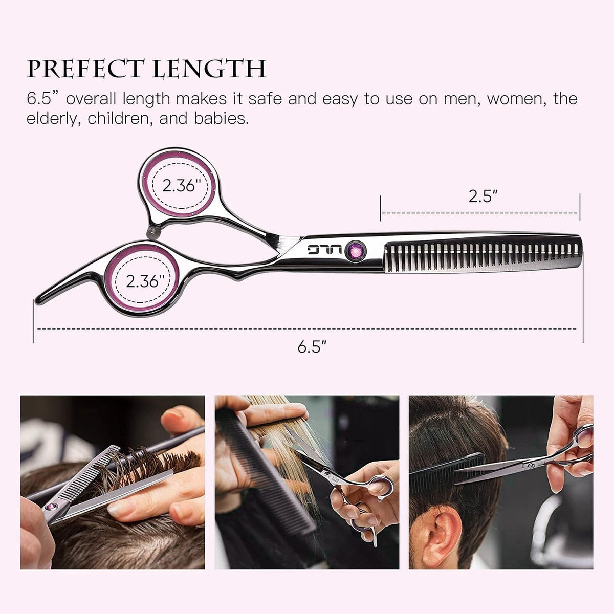 Hair Cutting Scissors Thinning Shears Kit Professional Hairdressing Texturizing Salon Razor Edge Scissor Japanese Stainless Steel 6.5 inch Pink