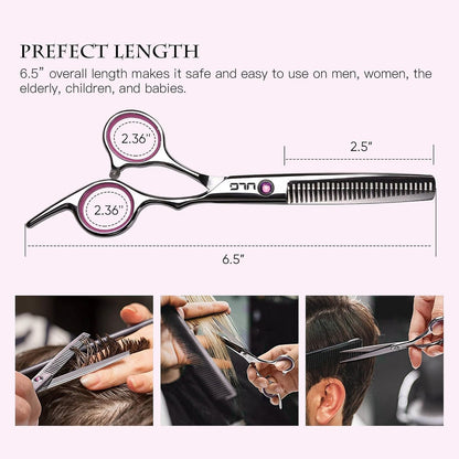 Hair Cutting Scissors Thinning Shears Kit Professional Hairdressing Texturizing Salon Razor Edge Scissor Japanese Stainless Steel 6.5 inch Pink