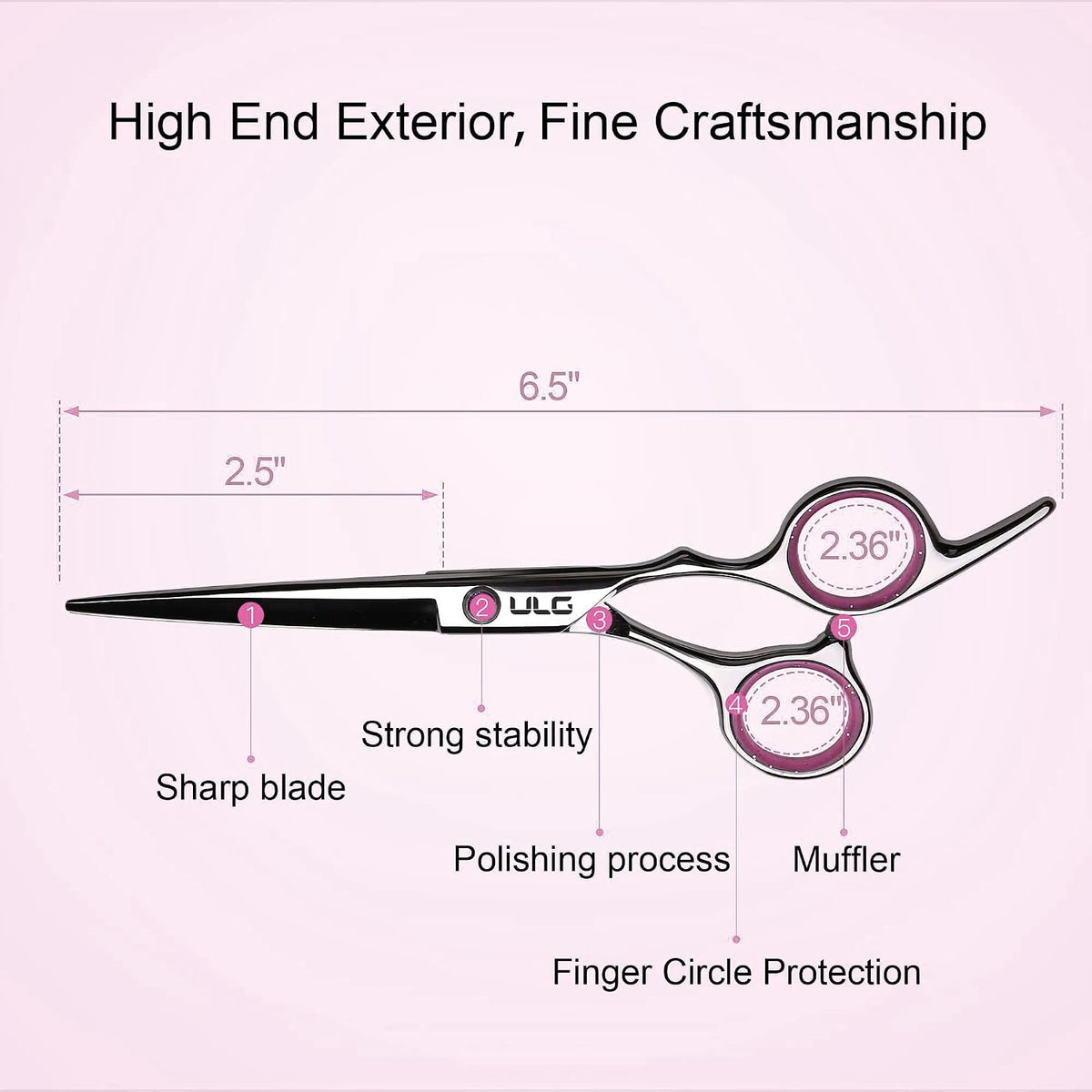 Hair Cutting Scissors Thinning Shears Kit Professional Hairdressing Texturizing Salon Razor Edge Scissor Japanese Stainless Steel 6.5 inch Pink