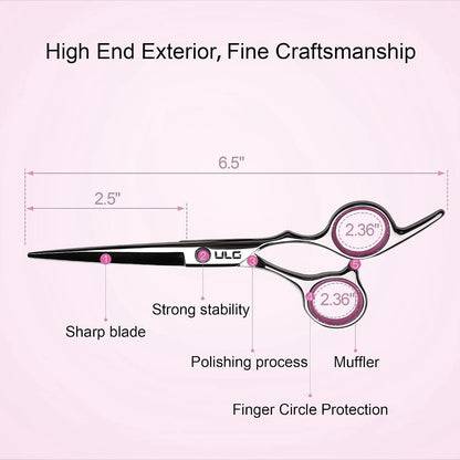 Hair Cutting Scissors Thinning Shears Kit Professional Hairdressing Texturizing Salon Razor Edge Scissor Japanese Stainless Steel 6.5 inch Pink