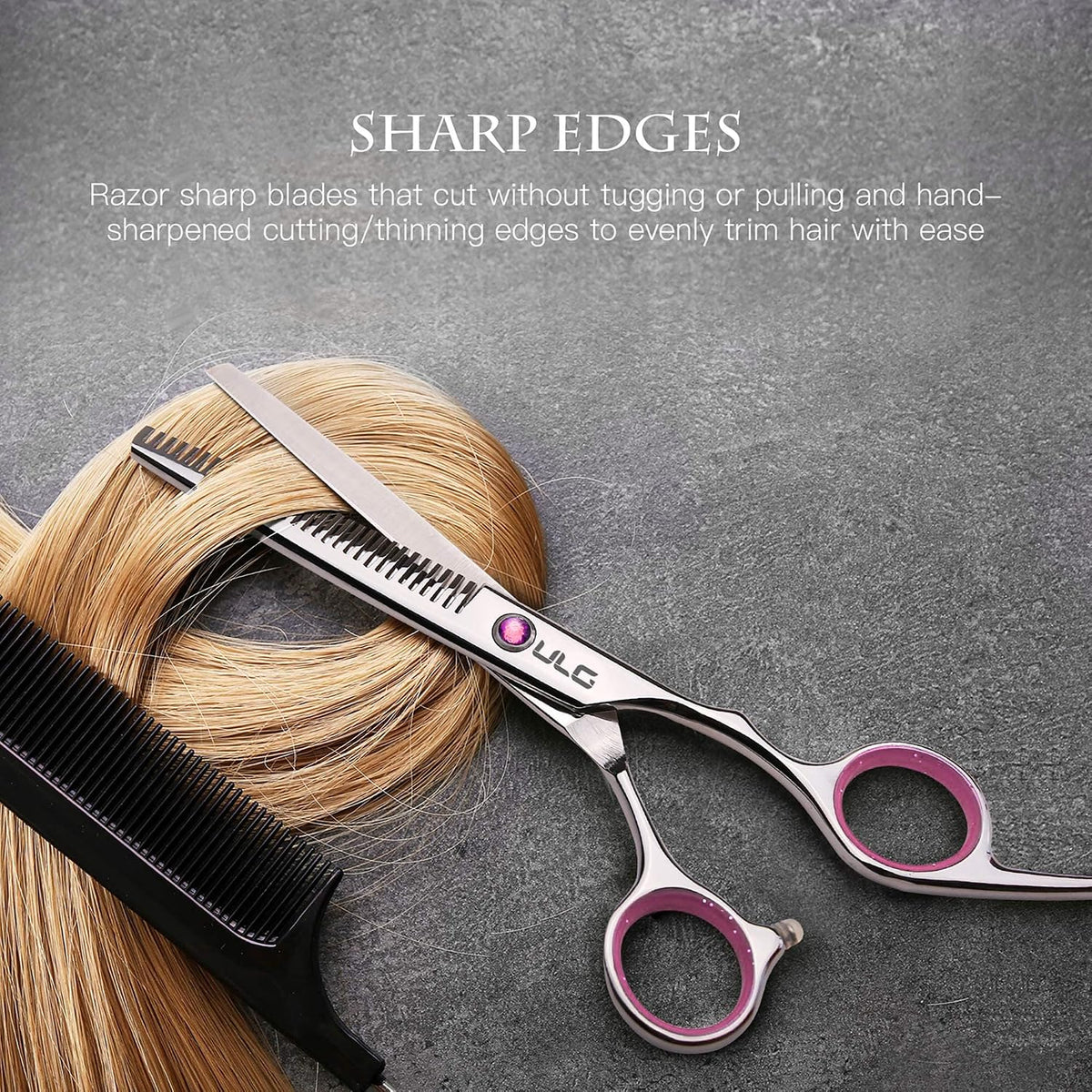 Hair Cutting Scissors Thinning Shears Kit Professional Hairdressing Texturizing Salon Razor Edge Scissor Japanese Stainless Steel 6.5 inch Pink