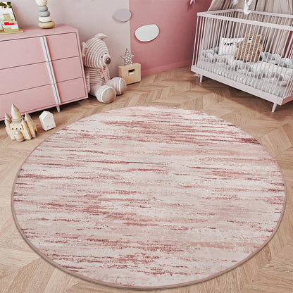 Round Rug 5FT Pink Modern Abstract Circle Rug for Bedroom Non Slip Soft Circular Rug Carpet Washable Round Area Rug, Pink, 5FT