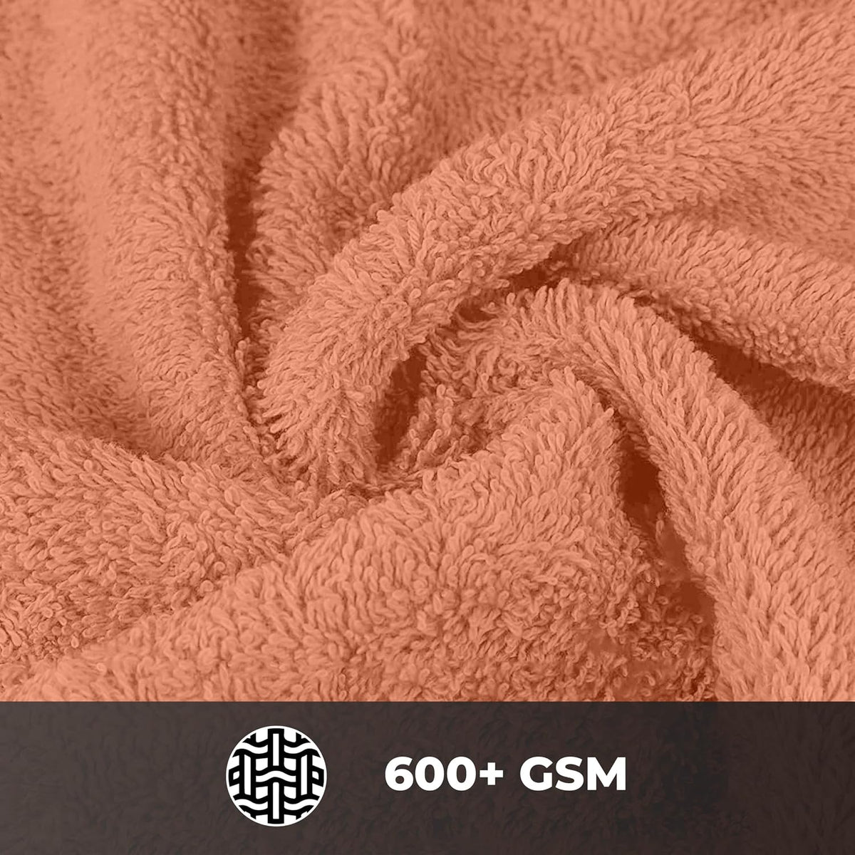 Ocean Towel Set for Bathroom 100% Luxury Cotton Bath Towels Set of 8 (2 Bath Towel and 2 Hand Towel & 4 Wash Cloth) - Peach Soft Towels Bathroom 600 GSM Double Stitched for Durability