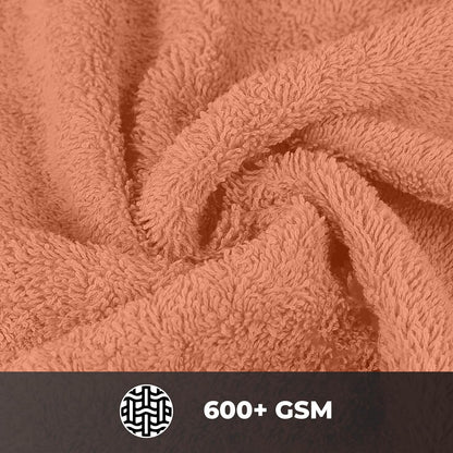 Ocean Towel Set for Bathroom 100% Luxury Cotton Bath Towels Set of 8 (2 Bath Towel and 2 Hand Towel & 4 Wash Cloth) - Peach Soft Towels Bathroom 600 GSM Double Stitched for Durability