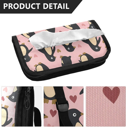 Hanging tissue holder for car visor Penguin Peach Valentines Gold napkin holder sun visor with Adjustable straps & zipper Reusable auto accessories for Autos