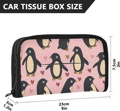 Hanging tissue holder for car visor Penguin Peach Valentines Gold napkin holder sun visor with Adjustable straps & zipper Reusable auto accessories for Autos