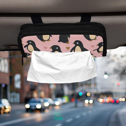 Hanging tissue holder for car visor Penguin Peach Valentines Gold napkin holder sun visor with Adjustable straps & zipper Reusable auto accessories for Autos