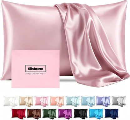 Silk Pillow Cases with Zipper,20x26 Mulberry Pillow Case,Pink,Standard,1pc