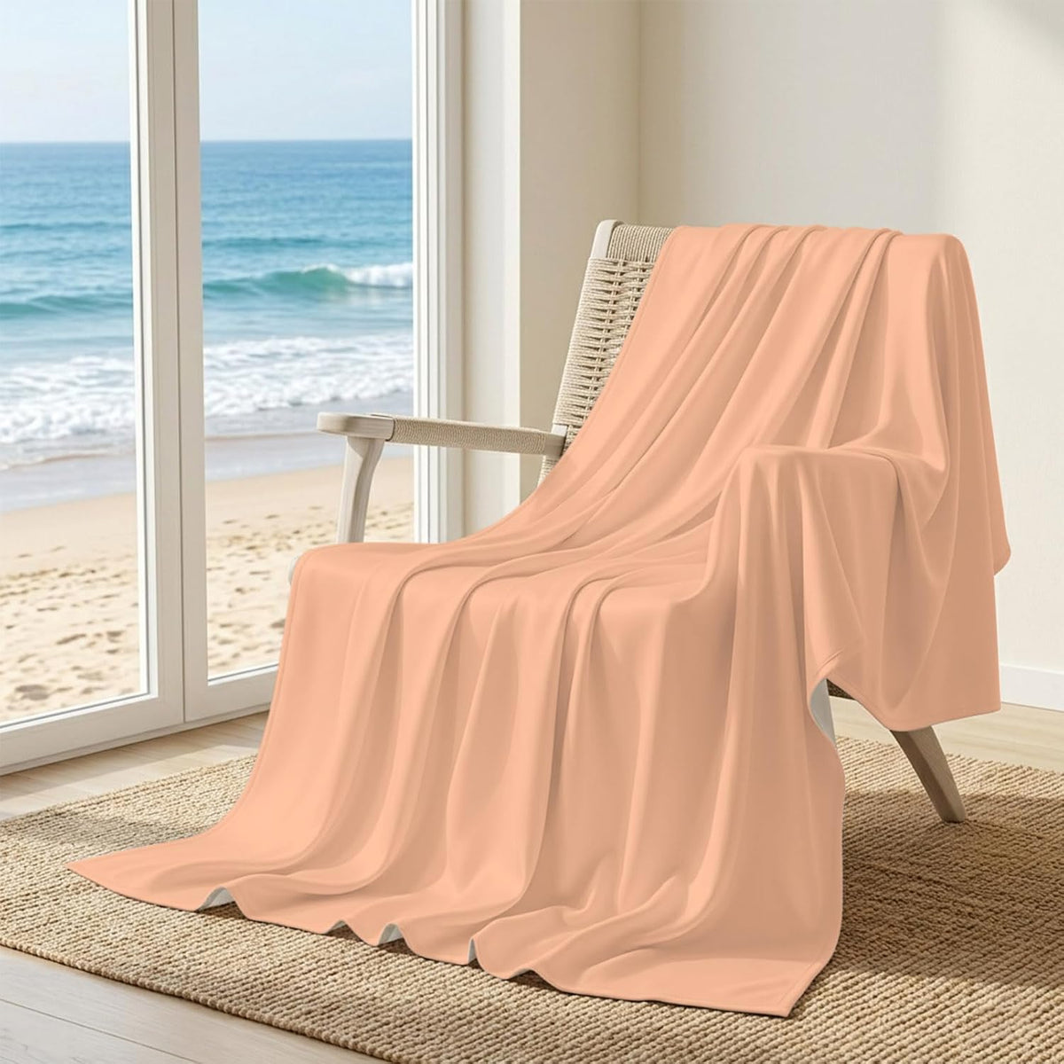 30"x40" Throw Cooling Blanket Peach Fuzz Pink Ice Silk Lightweight Breathable Soft Summer Blanket for Hot Sleepers Couch Bed Sofa Camping Solid Color