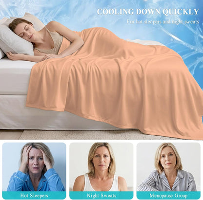 30"x40" Throw Cooling Blanket Peach Fuzz Pink Ice Silk Lightweight Breathable Soft Summer Blanket for Hot Sleepers Couch Bed Sofa Camping Solid Color