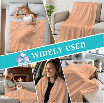 30"x40" Throw Cooling Blanket Peach Fuzz Pink Ice Silk Lightweight Breathable Soft Summer Blanket for Hot Sleepers Couch Bed Sofa Camping Solid Color