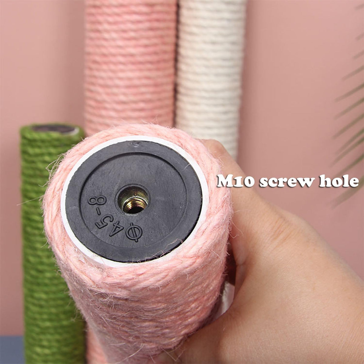 2Pcs M10 Cat Tree Replacement Posts - 10mm Bolt Sisal Cat Scratching Post Replacement Pole DIY M10 Bolt Sturdy PVC Tubes 3.34 * 15" (Pink)