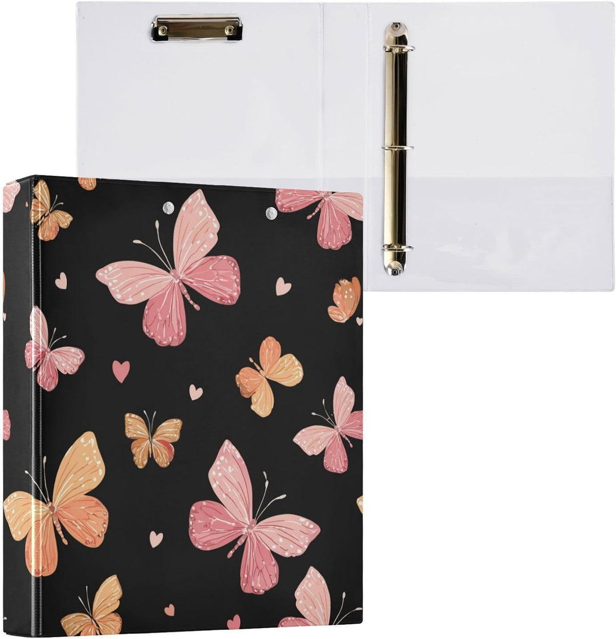 Simple Pastel Pink Peach Round Ring Binders 1.5 Inch 3 Ring Binder with Clipboard Holds 200 Sheets Office Home School