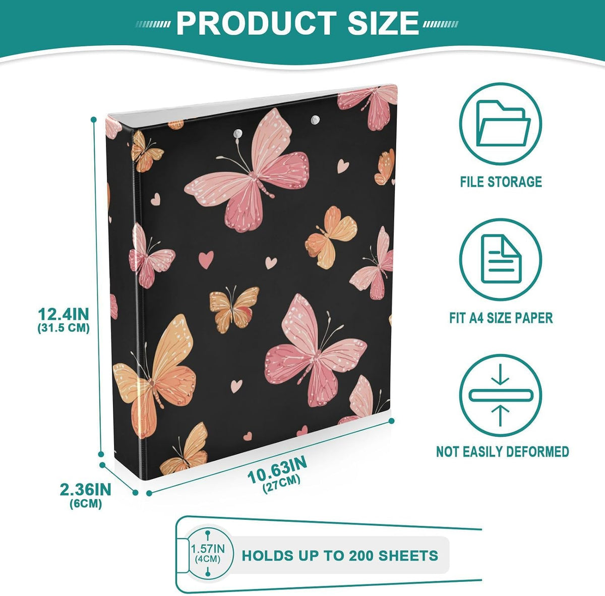 Simple Pastel Pink Peach Round Ring Binders 1.5 Inch 3 Ring Binder with Clipboard Holds 200 Sheets Office Home School