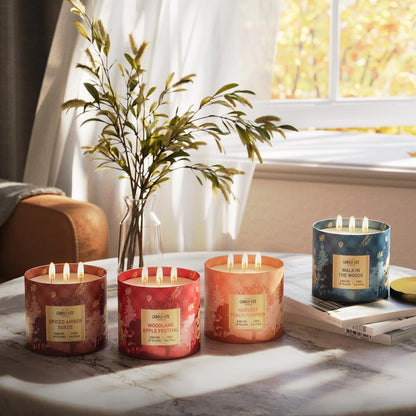 Candle-lite Halloween Scented Candles, Juicy Peaches with BlackBerry & Pumpkin, 14 oz Jar, 45 Hour Burn, Fall Scented Candle for Home Decor, 3-Wick, Proudly Poured in USA, Halloween Candle Decoration
