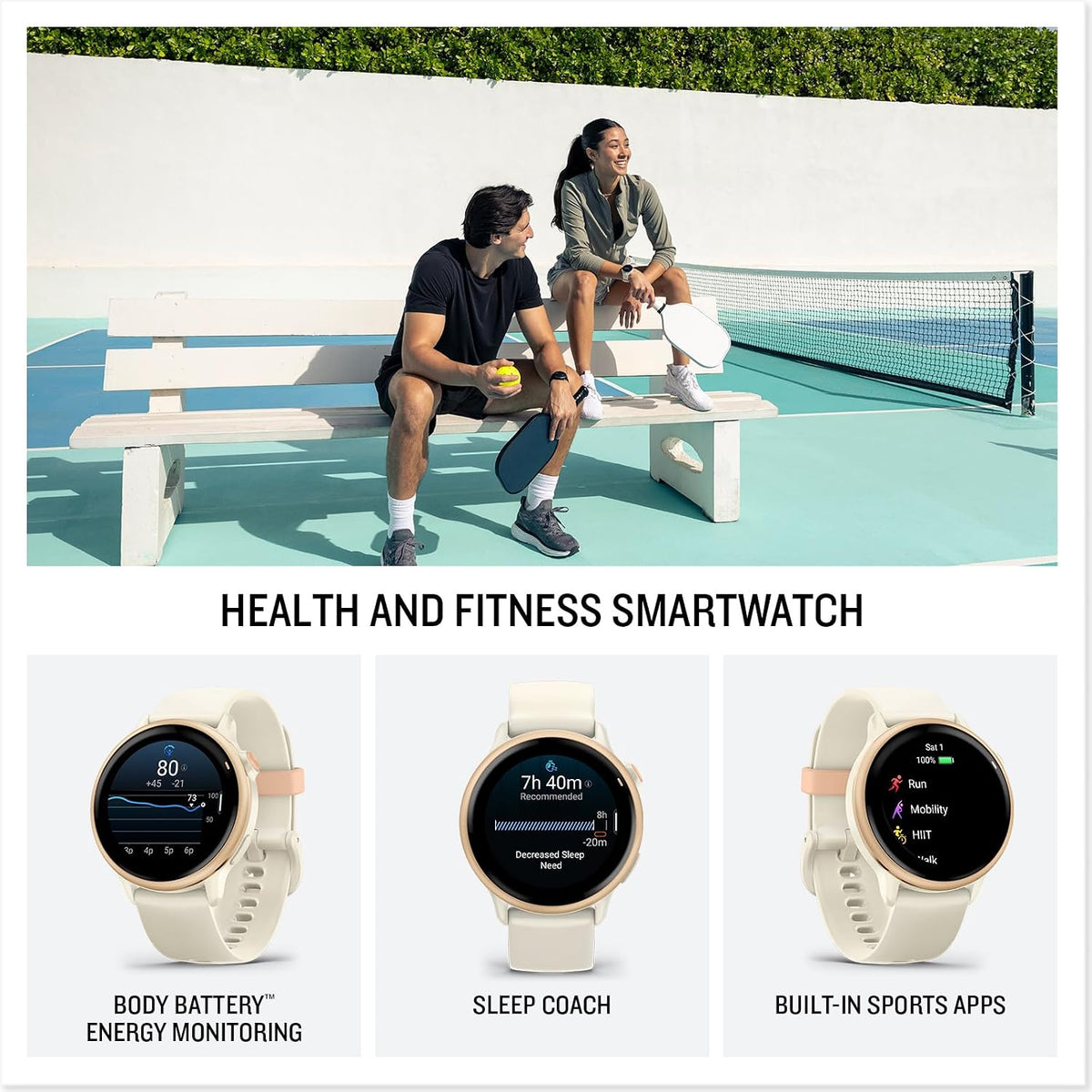 vívoactive® 6, Health & Fitness GPS Smartwatch, Pink Dawn/Bone