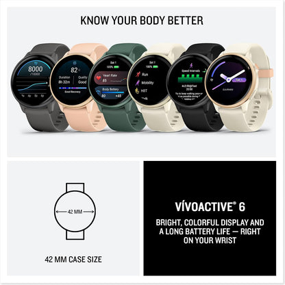 vívoactive® 6, Health & Fitness GPS Smartwatch, Pink Dawn/Bone