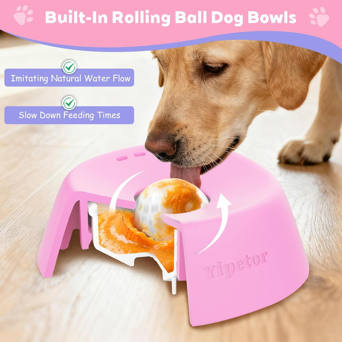 Yipetor Dog Lick Bowl, Rolled Ball-in Slow Feeder Enrichment Puzzle Toys