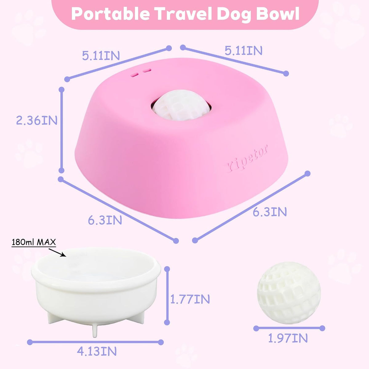 Yipetor Dog Lick Bowl, Rolled Ball-in Slow Feeder Enrichment Puzzle Toys