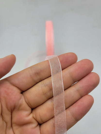 3/8 Inch Peach Sheer Organza Ribbon for Gift Bouquet Wrapping 50Yd