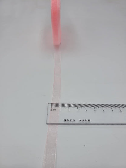 3/8 Inch Peach Sheer Organza Ribbon for Gift Bouquet Wrapping 50Yd