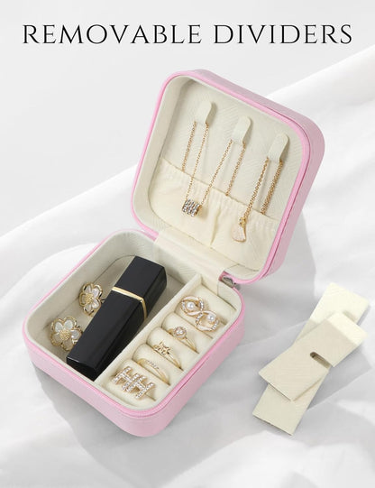 Travel Jewelry Case, Travel Jewelry Box, Mini Jewelry Travel Case, Jewelry Organizer Case, Portable Small Jewelry Organizer Storage Boxes - Best Gift for Women Girls.