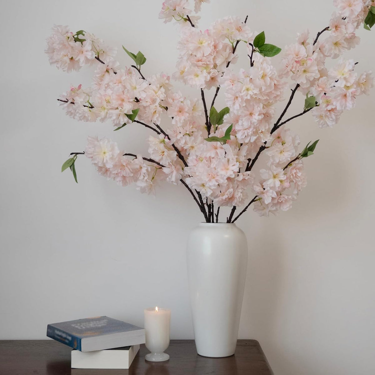 KBREE 47.2 inches Cherry Blossom Branches, 3 Pieces Artificial Flower Branches, Extra Long Pink Flower Stems for Vase, Cherry Blossom Decor for Home Weding Party or Office (Pale Pink)