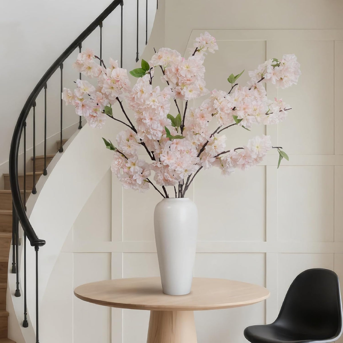 KBREE 47.2 inches Cherry Blossom Branches, 3 Pieces Artificial Flower Branches, Extra Long Pink Flower Stems for Vase, Cherry Blossom Decor for Home Weding Party or Office (Pale Pink)