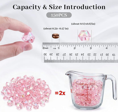 150 PCS Pink Fake Ice Rocks, Vase Fillers for Home
