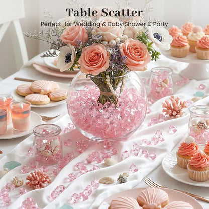 150 PCS Pink Fake Ice Rocks, Vase Fillers for Home