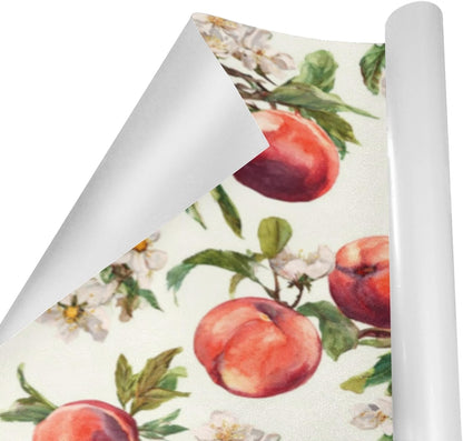 2 Rolls Birthday Wrapping Paper Roll - Watercolor Peaches Design Gift Wrap Perfect for Weddings, Brides, Holidays, Baby Showers - 58 x 22.8 inches