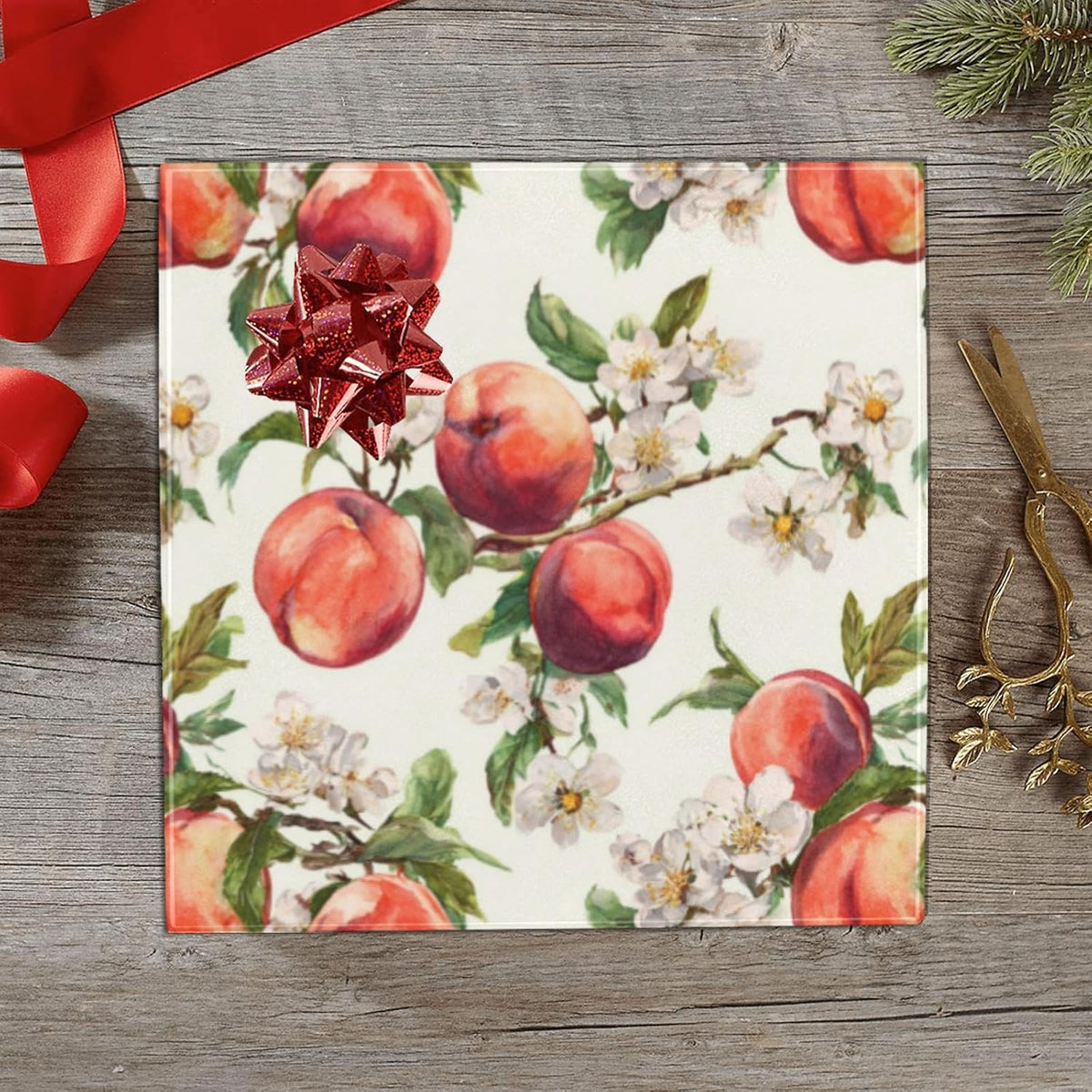 2 Rolls Birthday Wrapping Paper Roll - Watercolor Peaches Design Gift Wrap Perfect for Weddings, Brides, Holidays, Baby Showers - 58 x 22.8 inches