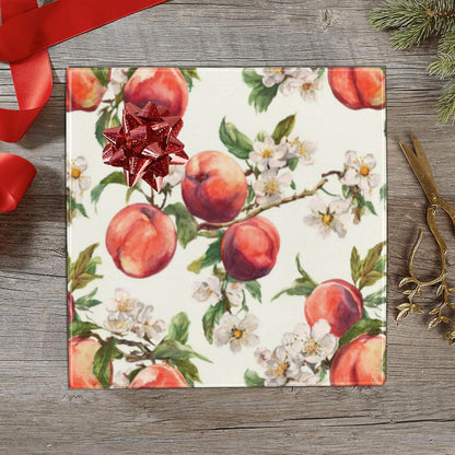 2 Rolls Birthday Wrapping Paper Roll - Watercolor Peaches Design Gift Wrap Perfect for Weddings, Brides, Holidays, Baby Showers - 58 x 22.8 inches