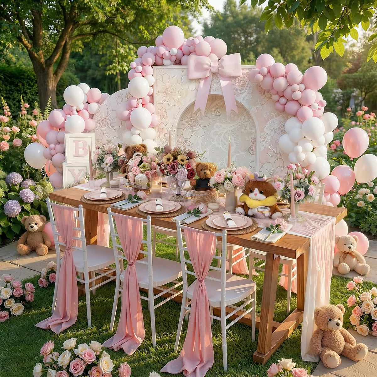 175PCS Pink Plates Disposable - Pink and Gold Plates for Baby Shower