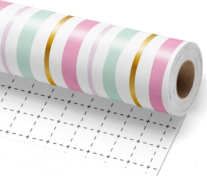 Striped Wrapping Paper Roll Pink & Gold Stripe Design for Women