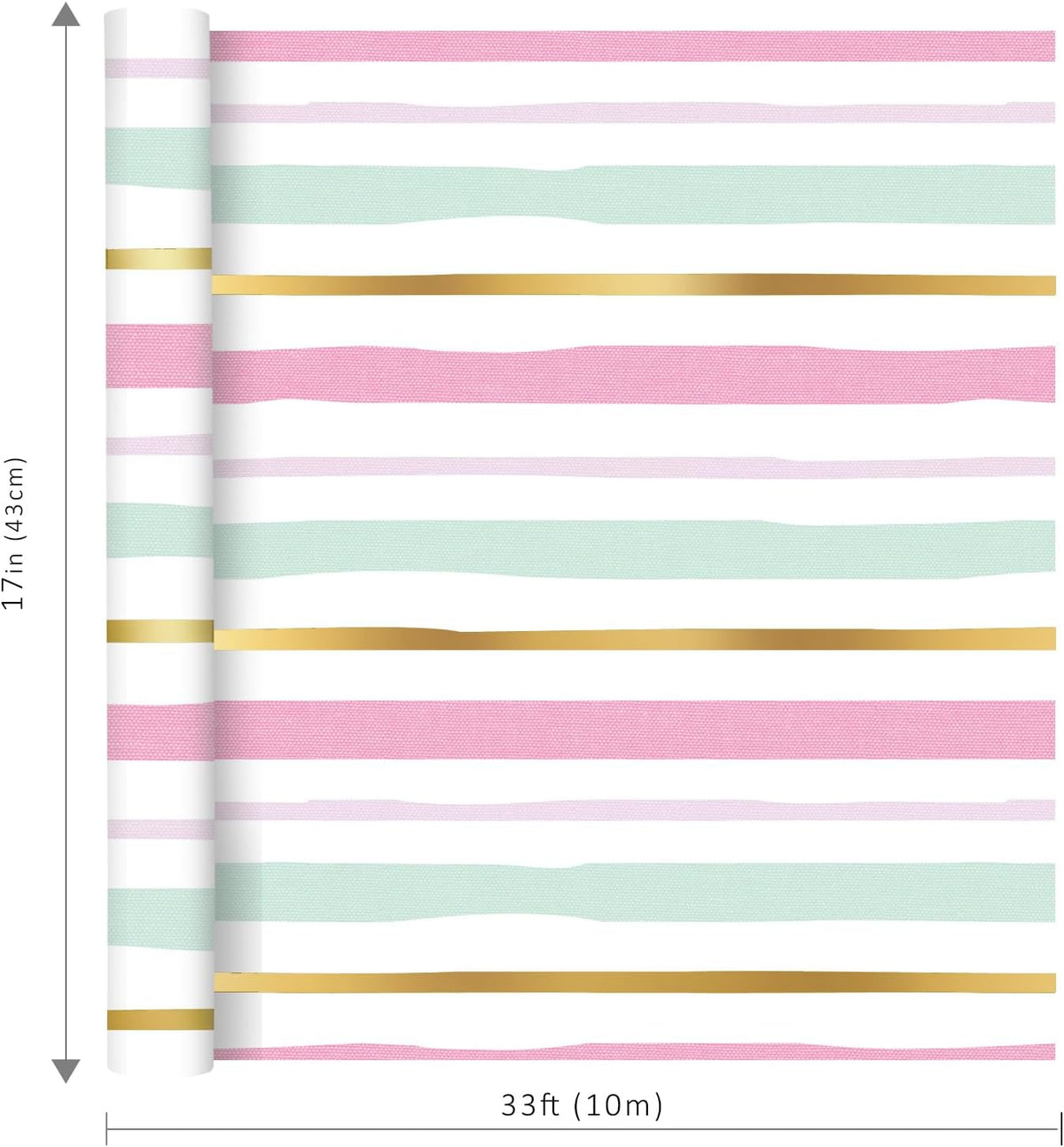 Striped Wrapping Paper Roll Pink & Gold Stripe Design for Women