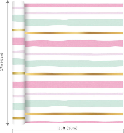 Striped Wrapping Paper Roll Pink & Gold Stripe Design for Women