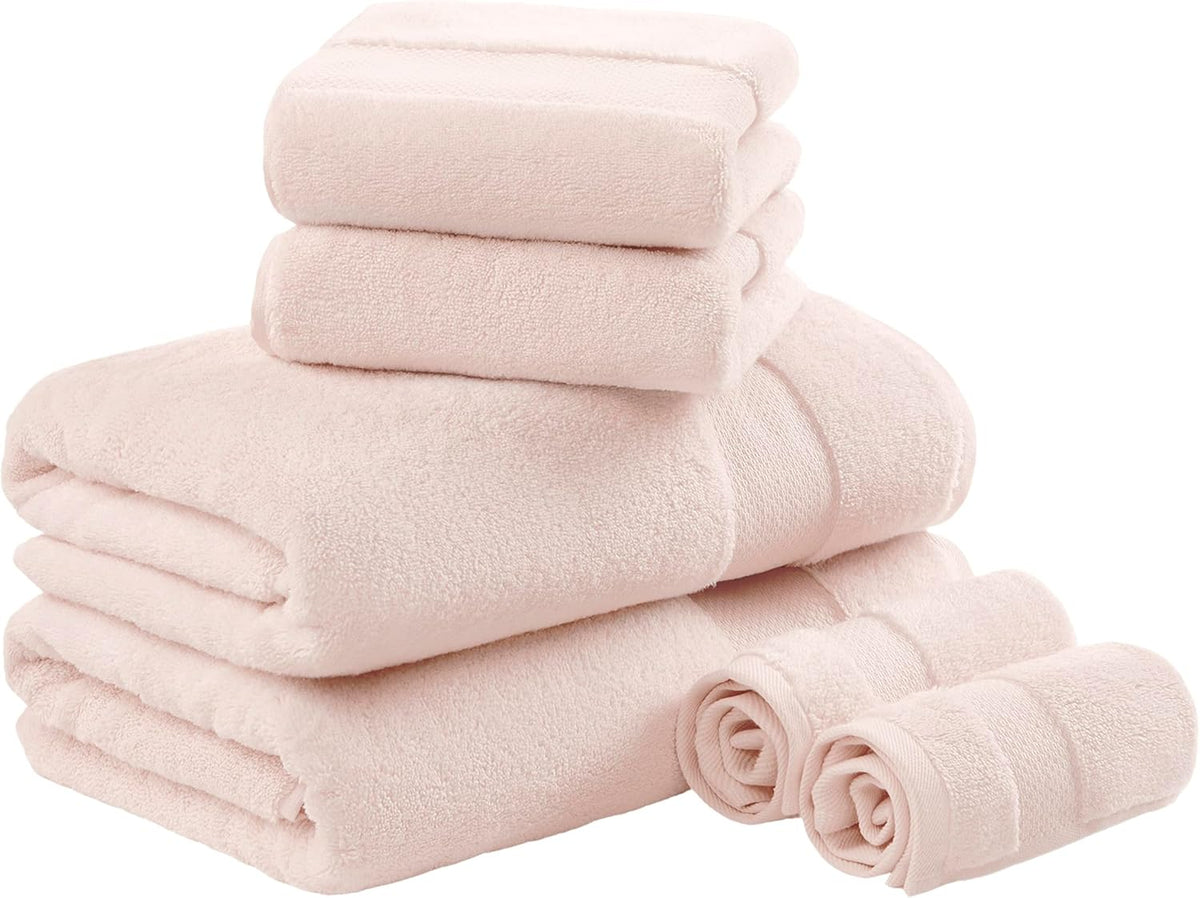 100% Turkish Cotton 600 GSM Bath Towel Set, 6 Piece, Blush