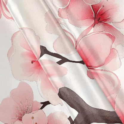 Pink Peach Blossom Satin Pillowcase for Hair and Skin Blossoms Flower Pillow Cases Standard Size Soft Cooling Satin Pillow Covers with Zipper for Men Women 20x26 Inches