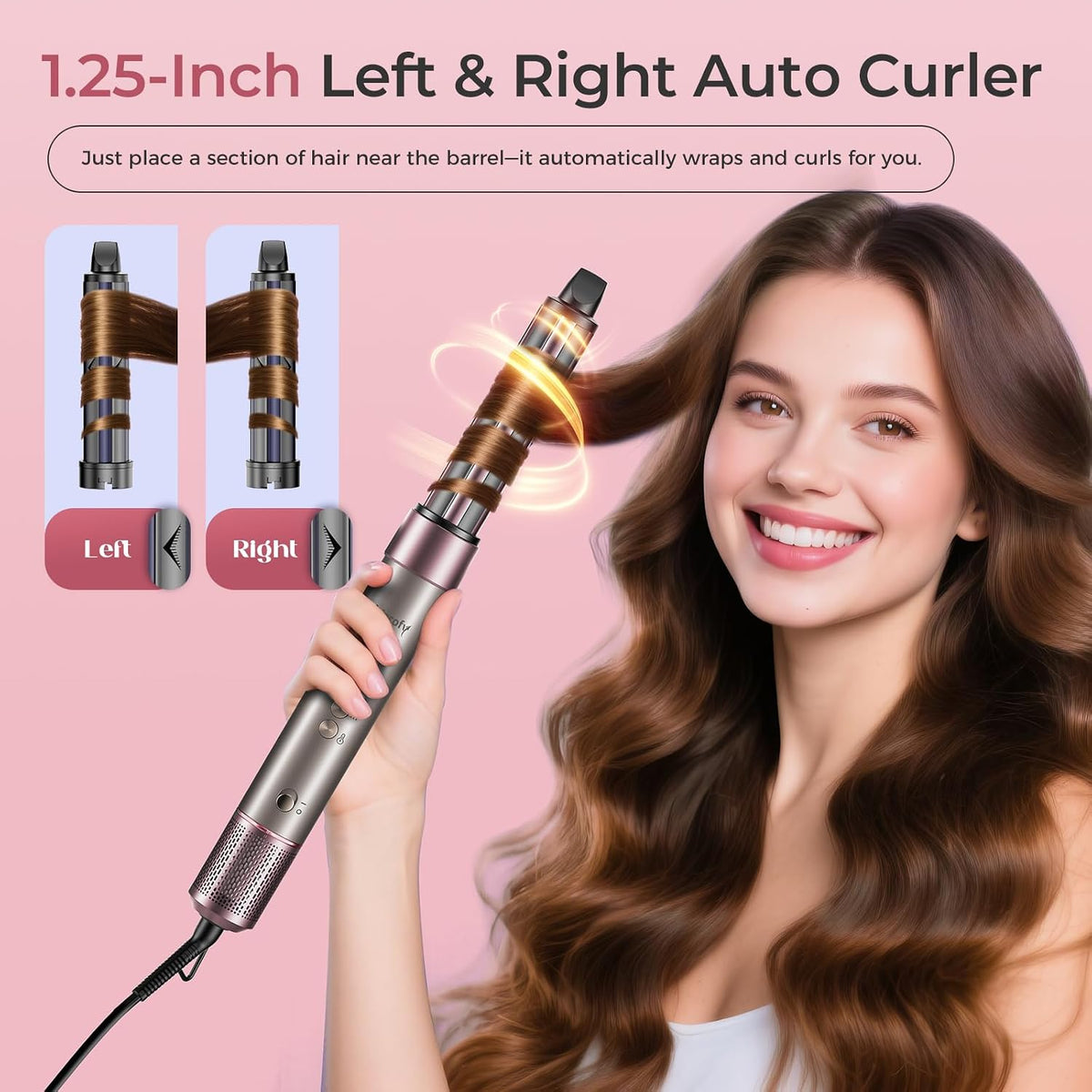 7-in-1 Hair Dryer Brush Blow Dryer, Hot Air Brush Styler with Travel Bag– Fast Drying, Curling, Straightening & Volumizing – 1500W High-Speed Motor 110,000 RPM – All Hair Types – Pink