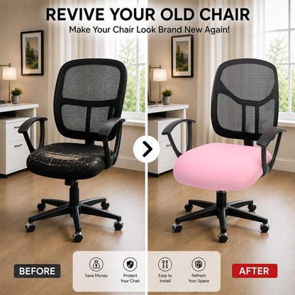 DEC Stretchable Desk Office Chair Seat Cushion Covers - Universal Spandex Computer Chair Slipcover - Anti-Scratch Dogs, Cats, Pets Removable Washable Cushion Protectors