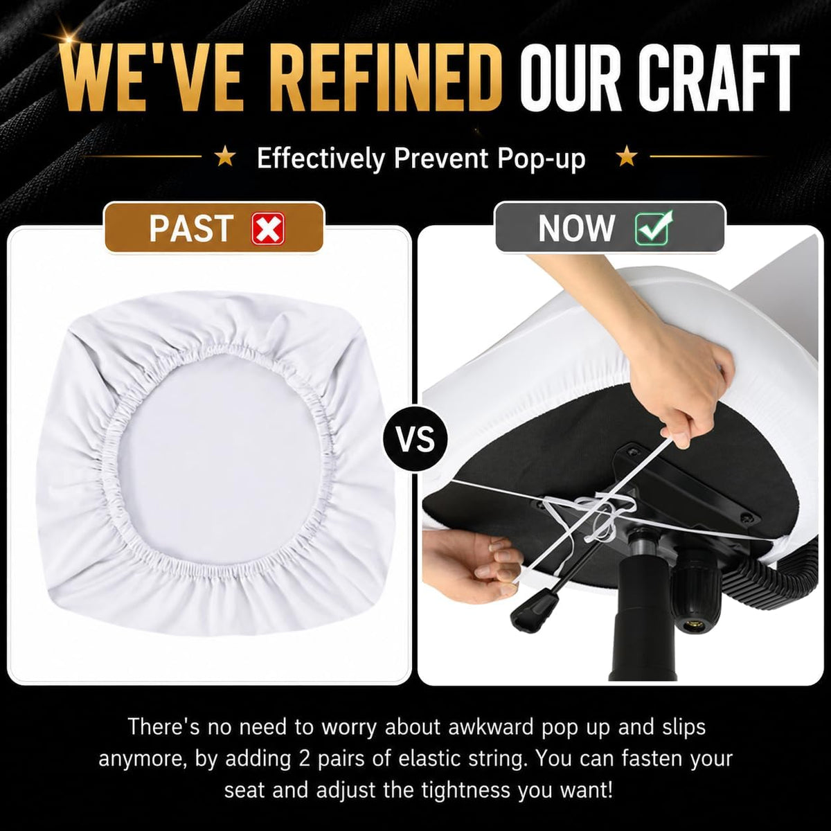 DEC Stretchable Desk Office Chair Seat Cushion Covers - Universal Spandex Computer Chair Slipcover - Anti-Scratch Dogs, Cats, Pets Removable Washable Cushion Protectors