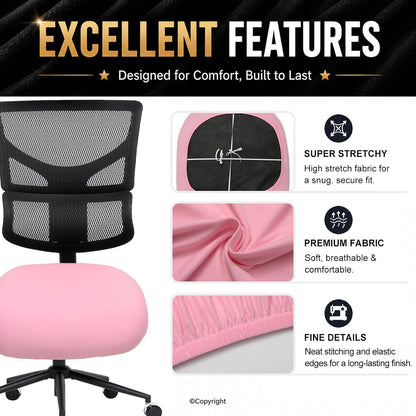 DEC Stretchable Desk Office Chair Seat Cushion Covers - Universal Spandex Computer Chair Slipcover - Anti-Scratch Dogs, Cats, Pets Removable Washable Cushion Protectors