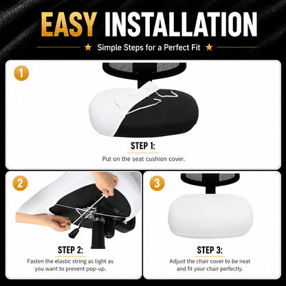 DEC Stretchable Desk Office Chair Seat Cushion Covers - Universal Spandex Computer Chair Slipcover - Anti-Scratch Dogs, Cats, Pets Removable Washable Cushion Protectors