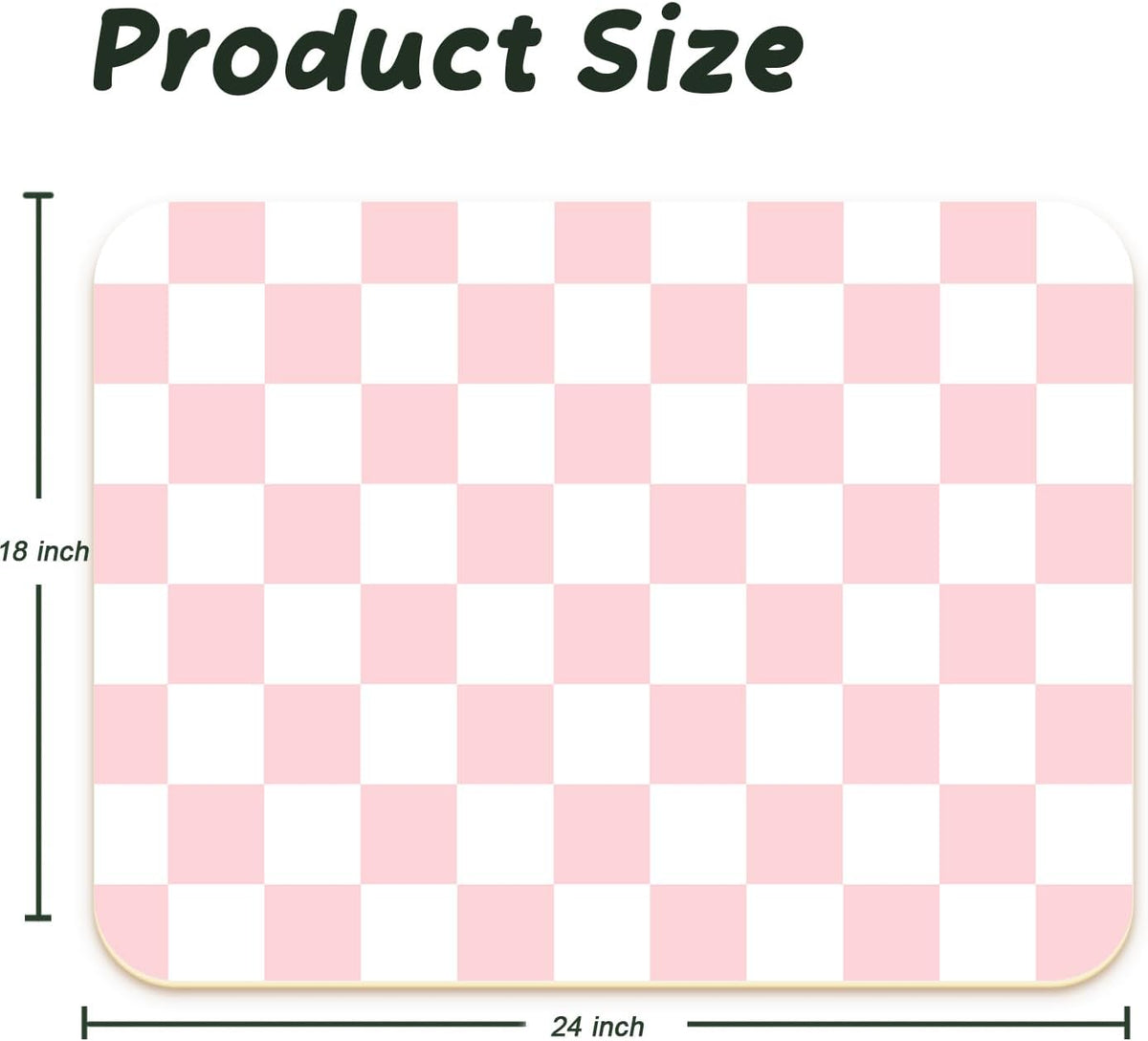 Premium Dish Drying Mat - Coffee Bar Matt & Drainer Rack for Kitchen Counter Decor, Housewarming Hostess Gift for Coffee Lovers, Super Absorbent Mat, 18" x 24" (Pink Checkers, 18'' * 24'')