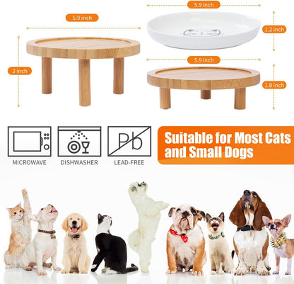 Lusifaco Shallow Wide Elevated Cat Bowls Whisker Fatigue(Pink,Set of 2)