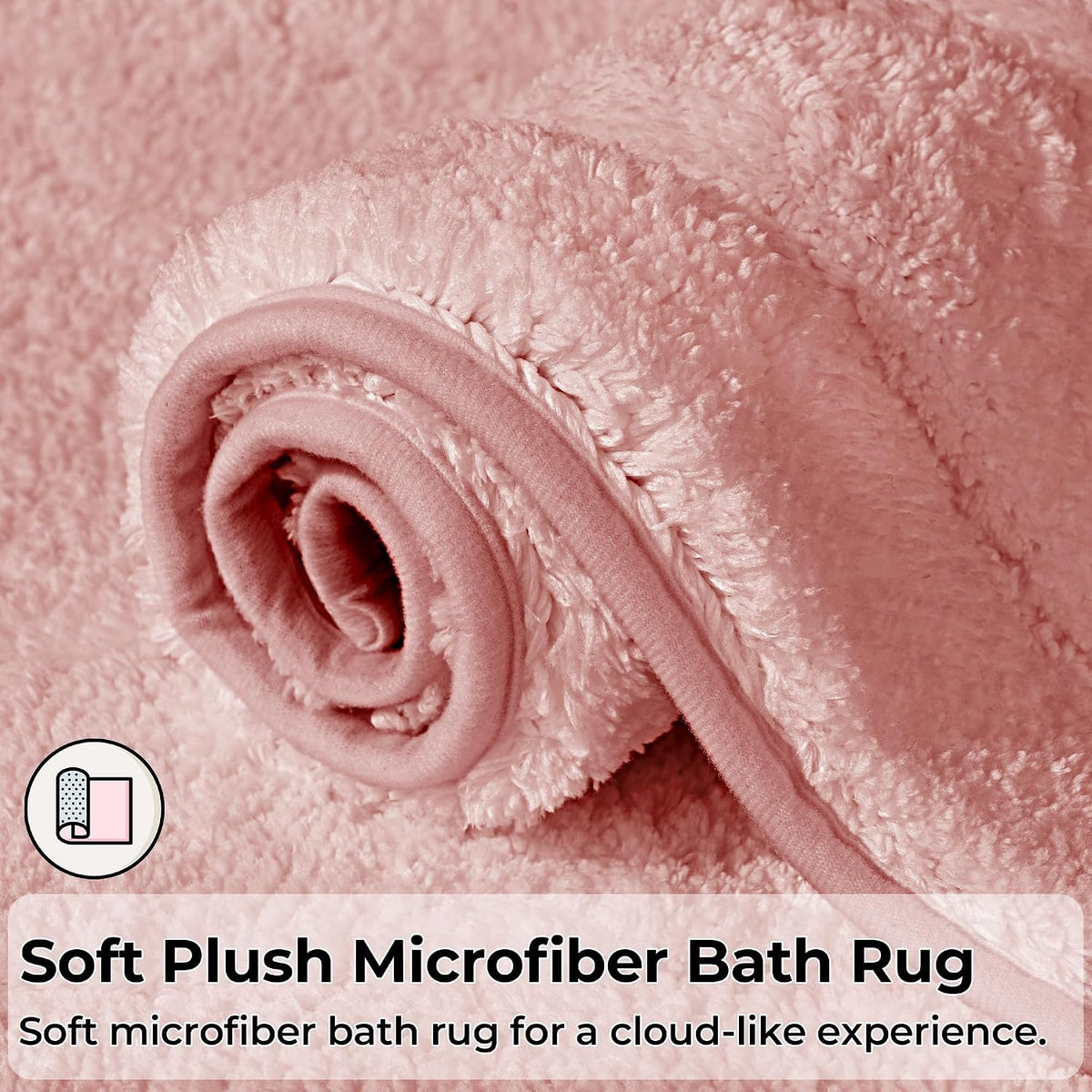 Pink U Shaped Toilet Rug 20" x 24", Non-Slip Bath Mat