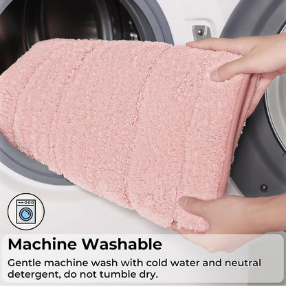 Pink U Shaped Toilet Rug 20" x 24", Non-Slip Bath Mat
